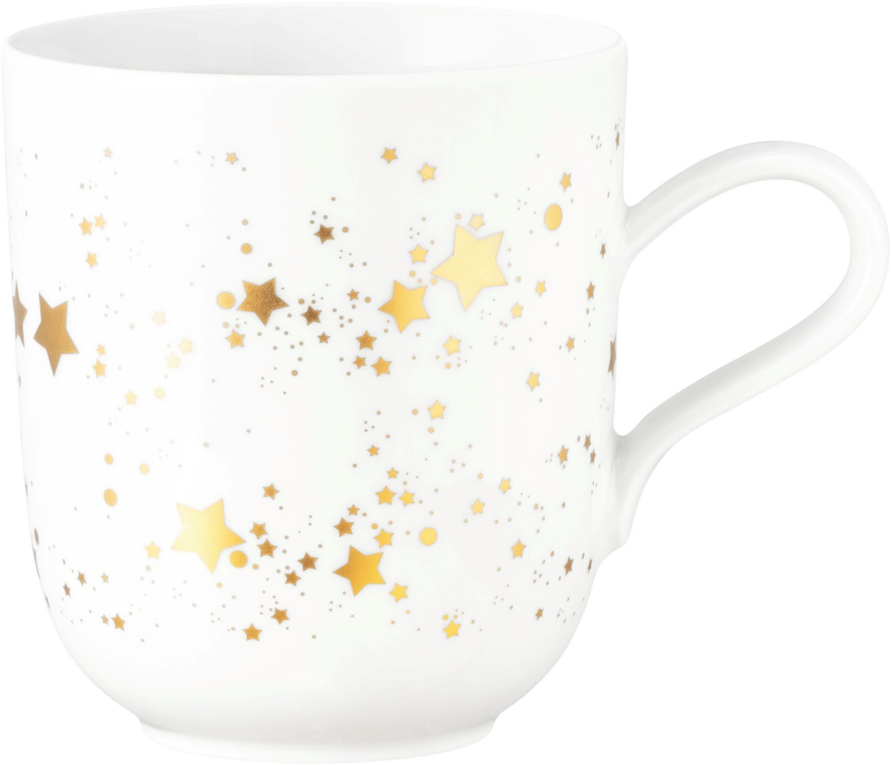 Seltmann Weiden Becher Liberty - Golden Stars, 1-tlg., Porzellan, Becher mit Henkel 0,40 l