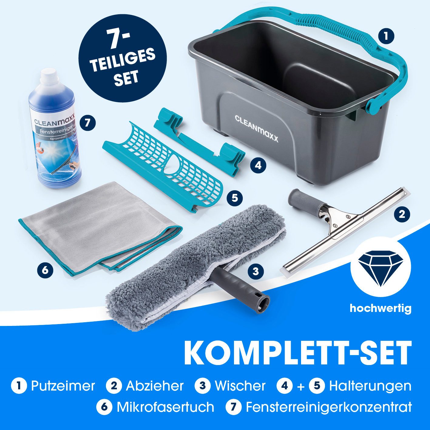 CLEANmaxx Sprühwischer Fensterreiniger (7-tlg) Streifenfreies Putzen, Haus & Auto