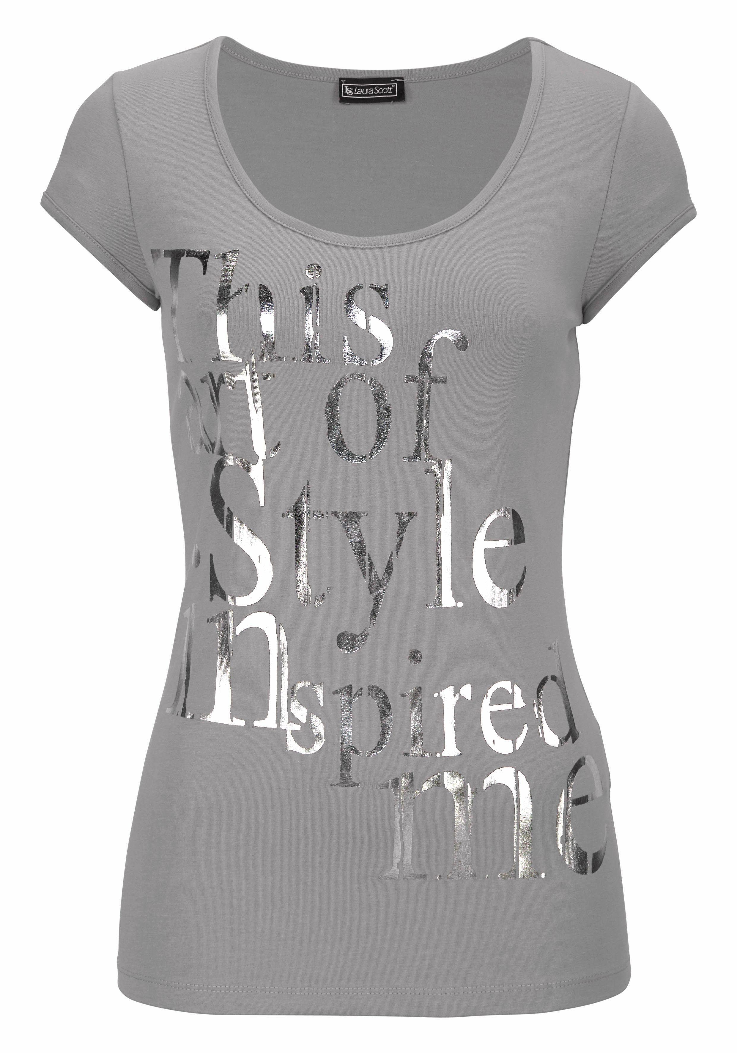 LAURA SCOTT Rundhalsshirt mit Folienprint mehr
