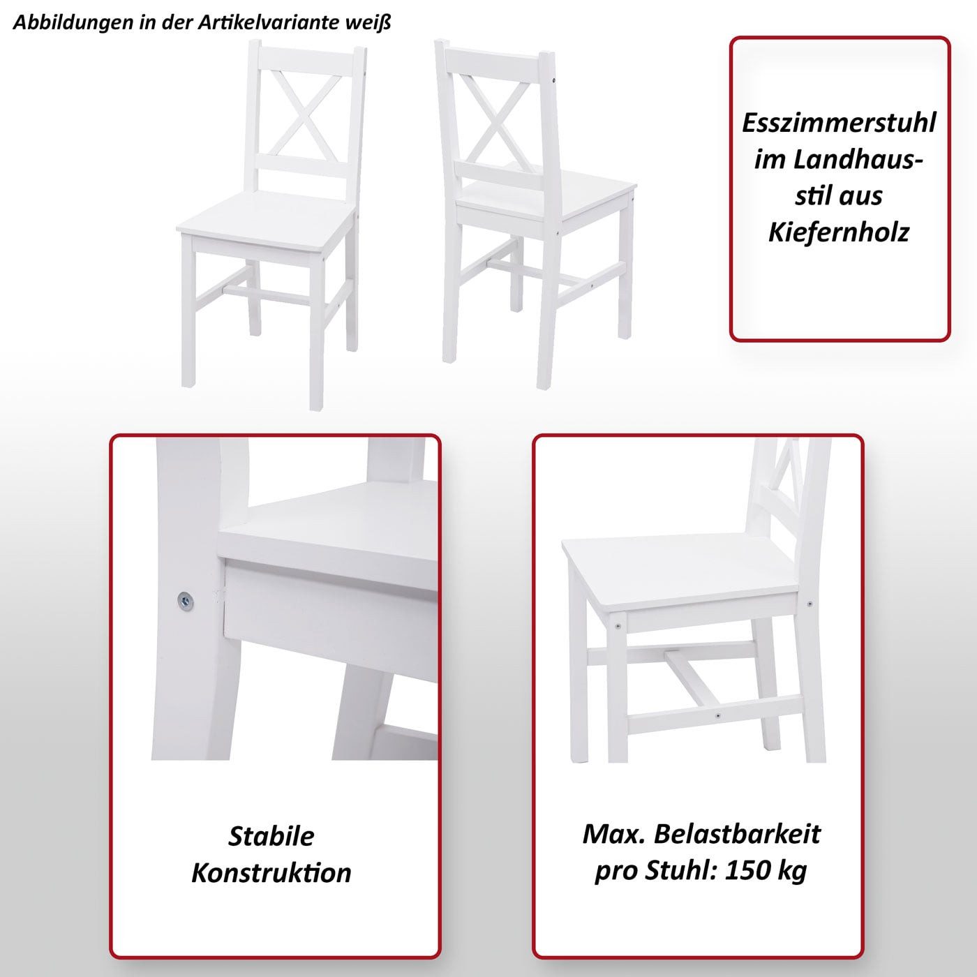 MCW Esszimmerstuhl MCW-F77-E (Set, 2 St), 2er-Set, Stabile Konstruktion, Landhausstil