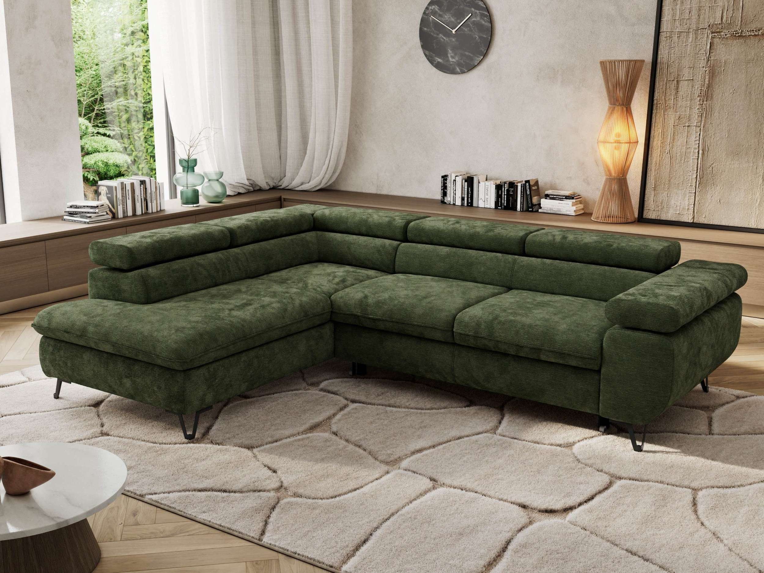 MKS MÖBEL Ecksofa PABLO L, Set, HR35-Schaum, Metallbeinen, Wellenfedern, L-form, Schlaffunktion, verstellbaren Kopfstützen, Bettkasten