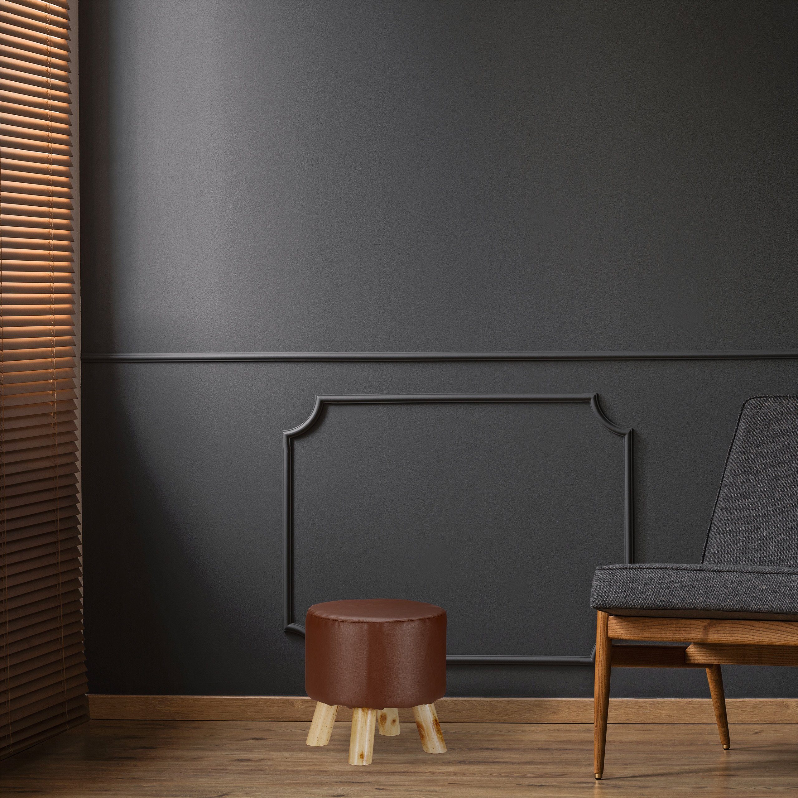relaxdays Hocker Kunstled, Braun günstig online kaufen