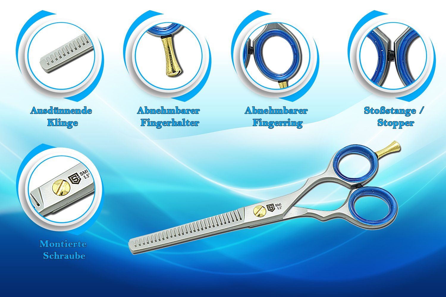 SMI Haarschere Effilierschere 5,5 zoll Ausdünnschere Haarschere Friseurschere