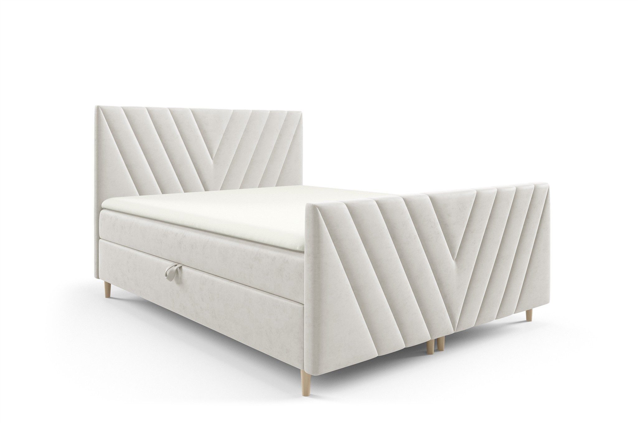 Fun Möbel Boxbett Bett Schlafzimmerbett CARLITO Überlänge in Stoff Fresh (220cm) (inkl Kaltschaum-Topper, inkl. Bonellfederkernmatratze), inkl. 2 x Bettkasten