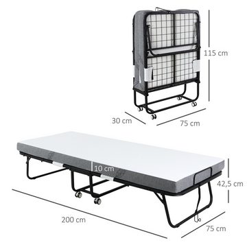 HOMCOM Gästebett Klappbett (Set, 1-St., Gästebett) 2-in-1 Klappbett mit Rollen klappbar Stahl+Schaumstoff