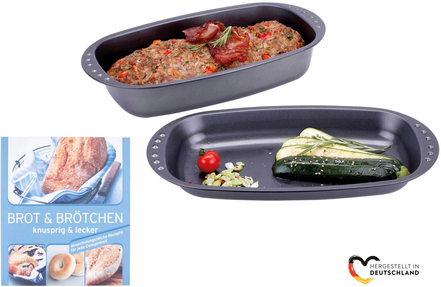 CHG Brotbackform EasyOven, (Set 3-tlg), inkl. Backbuch mit tollen Rezeptideen, Made in Germany