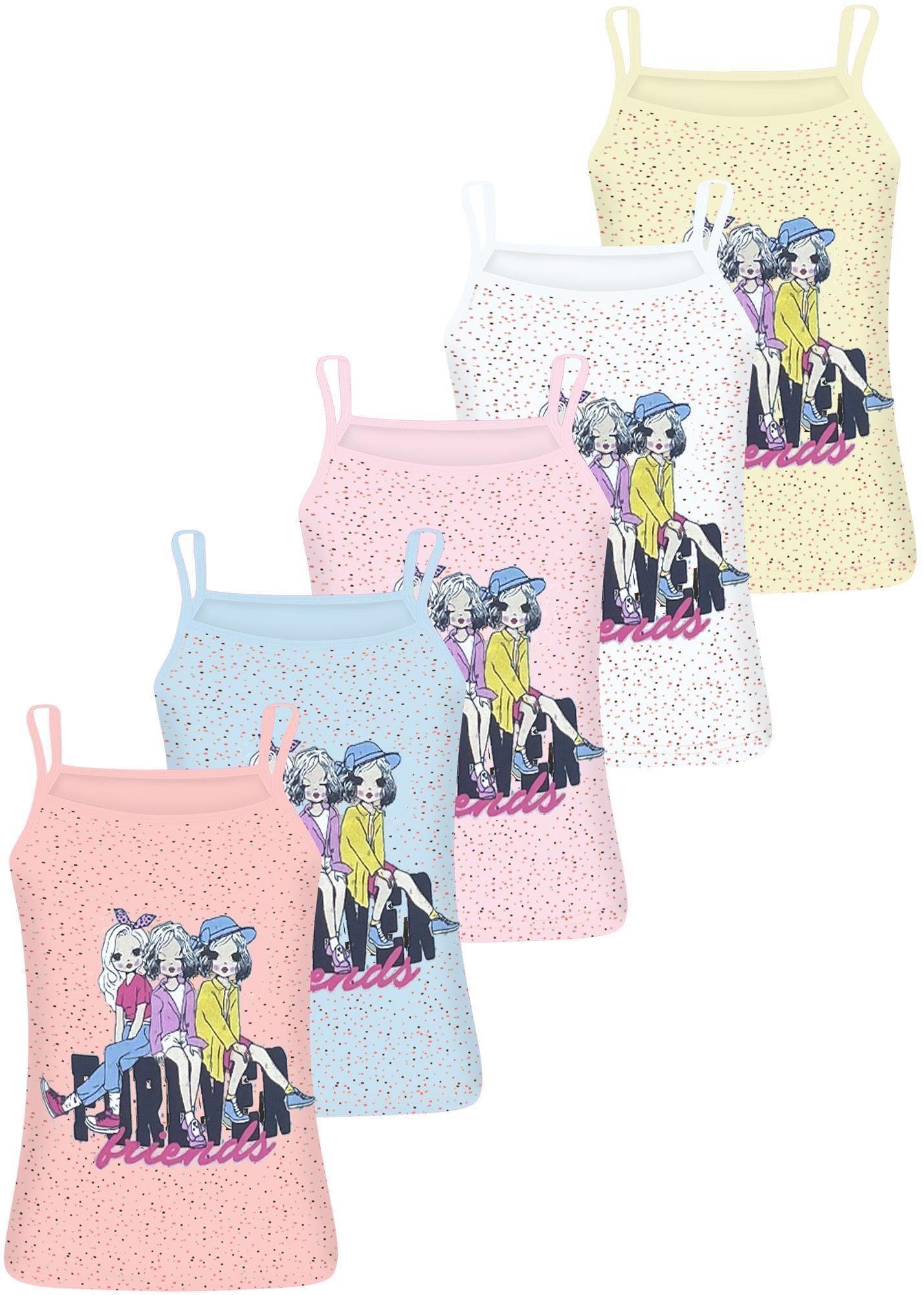 LOREZA Unterhemd 5 Kinder Unterwäsche Baumwolle (Set, Spaghetti-Träger Tank 5-St) 92-170 Pack Mädchen 5er Unterhemden