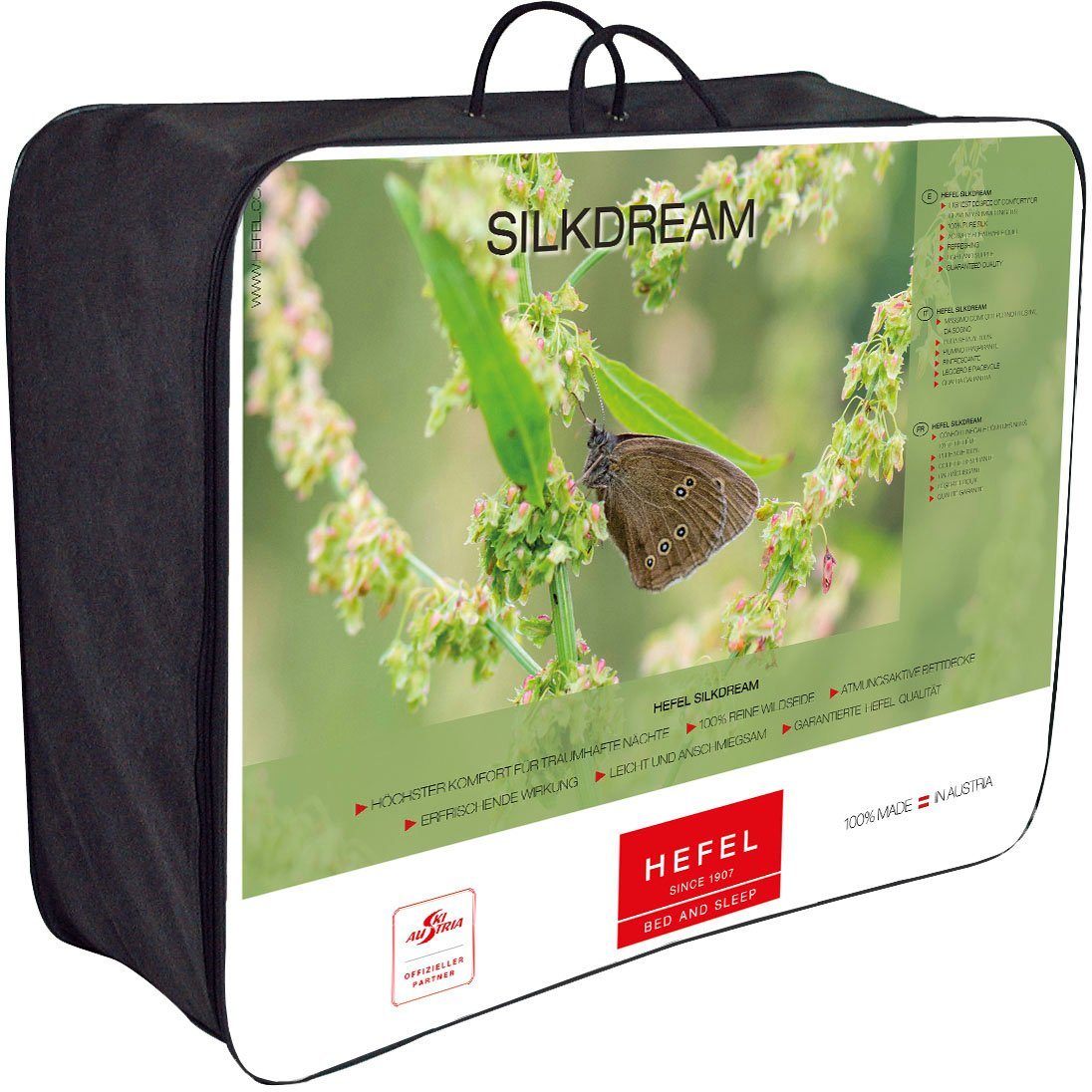 Hefel Naturfaserbettdecke Silk Dream, Bezug: 100% Baumwolle