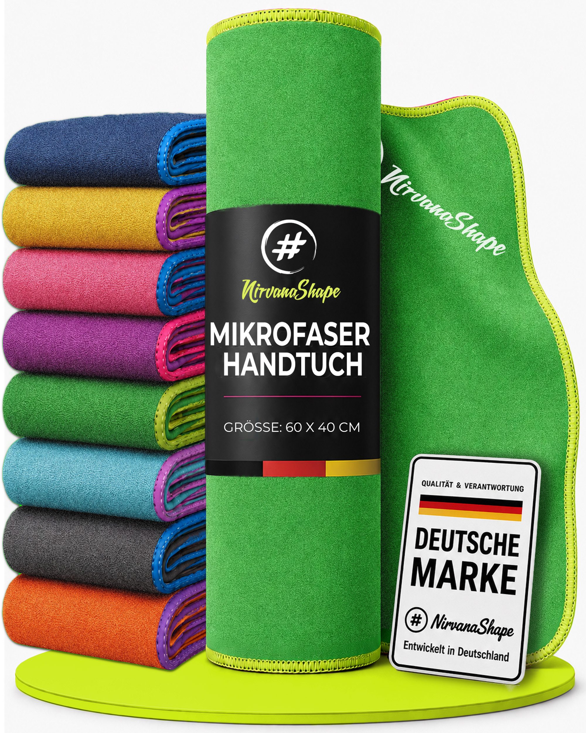 NirvanaShape Reisehandtuch Mikrofaser Handtücher [2er SET] Badehandtuch Reisehandtuch Strandtuch, Ecktasche mit Reißverschluss, saugfähig, leicht, schnelltrocknend