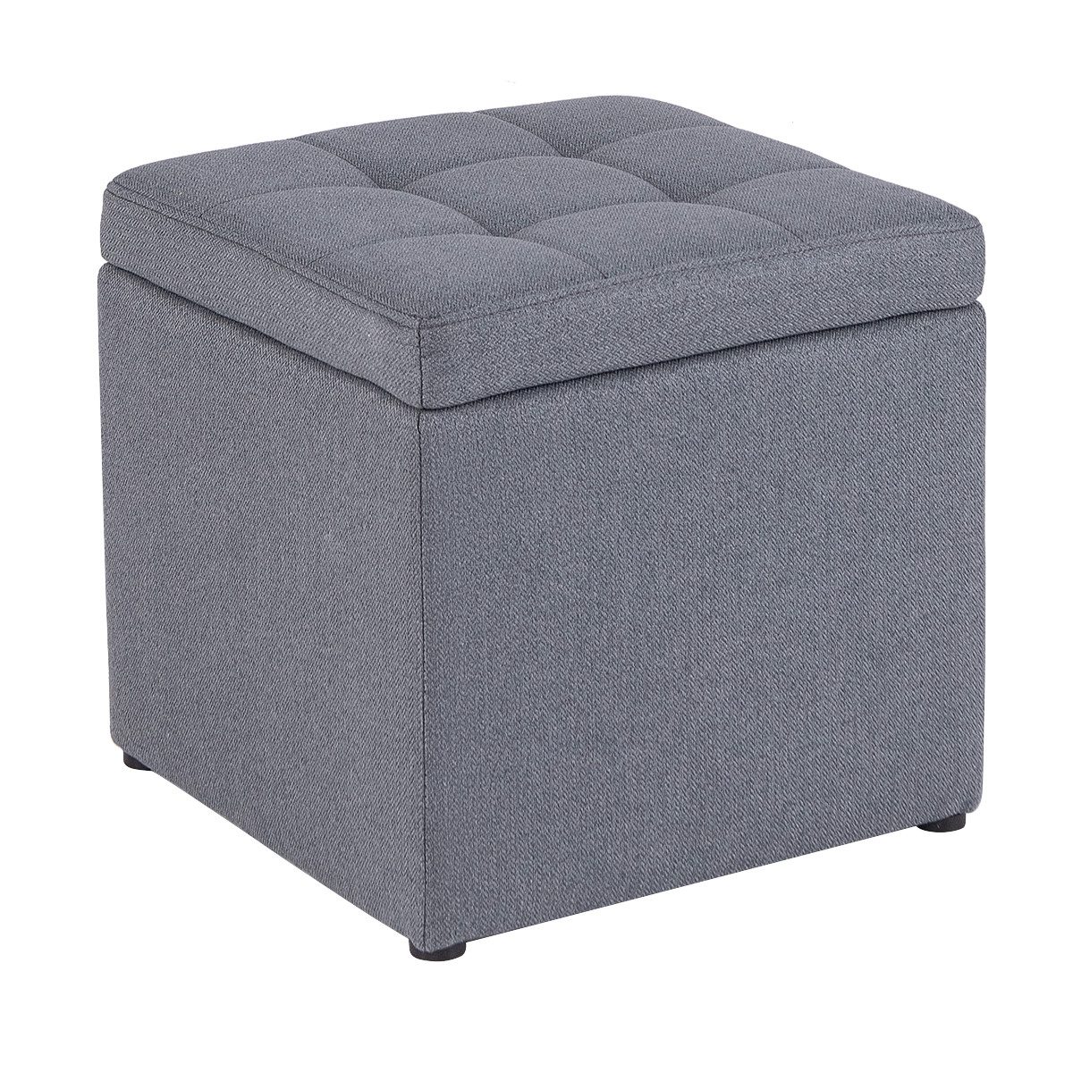 COSTWAY Sitzhocker, mit Stauraum, grau, gepolstert mit Deckel, 40x40cm