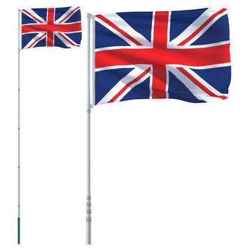 vidaXL Fahne Flagge Großbritanniens mit Mast 5,55 m Aluminium