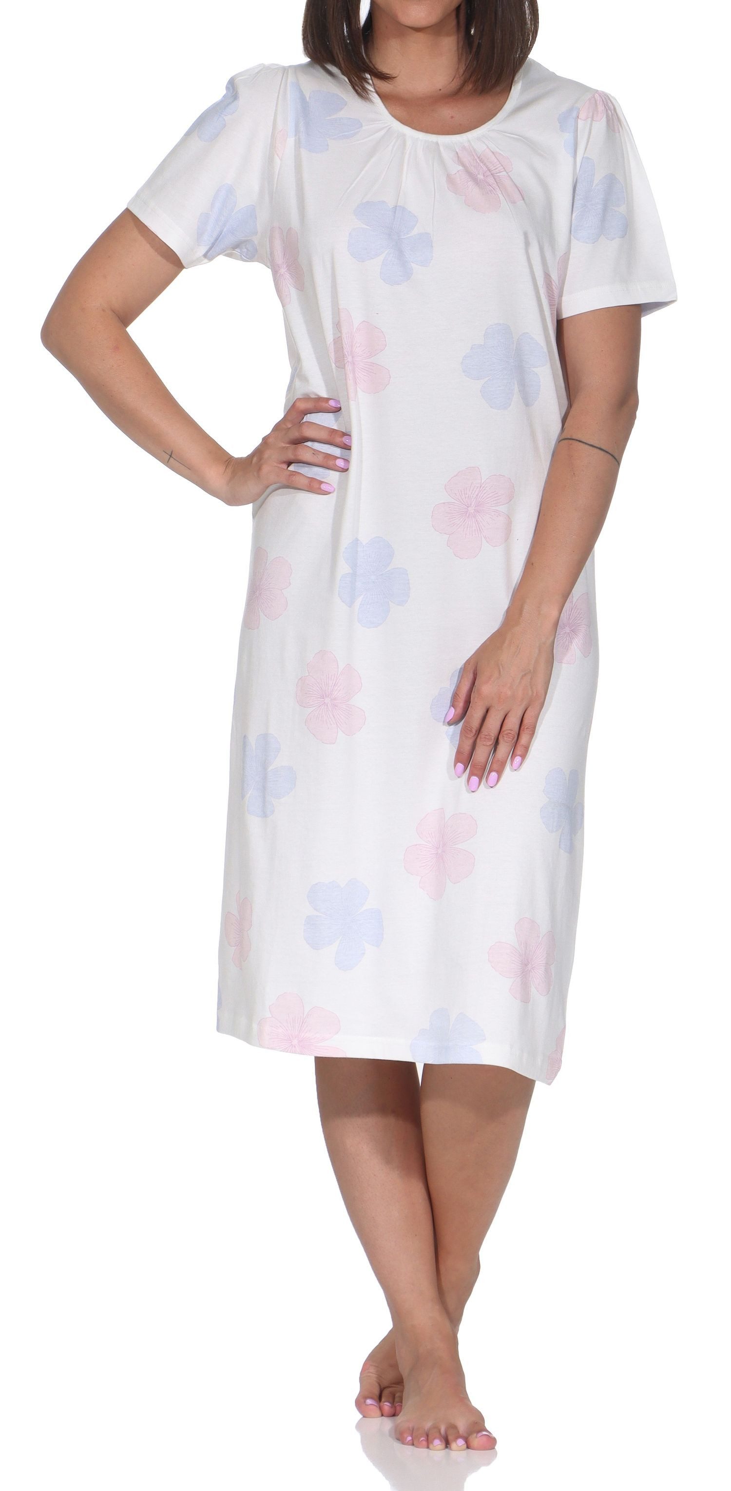 Normann Nachthemd Normann Damen Nachthemd kurzarm – elegantes Florales-Design