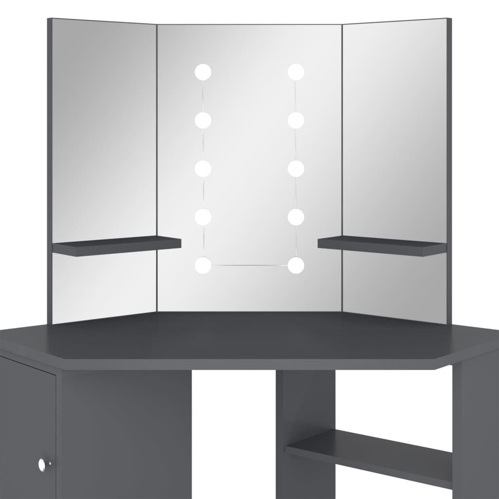 111x54x141,5 furnicato LED Eck-mit Grau Schminktisch cm