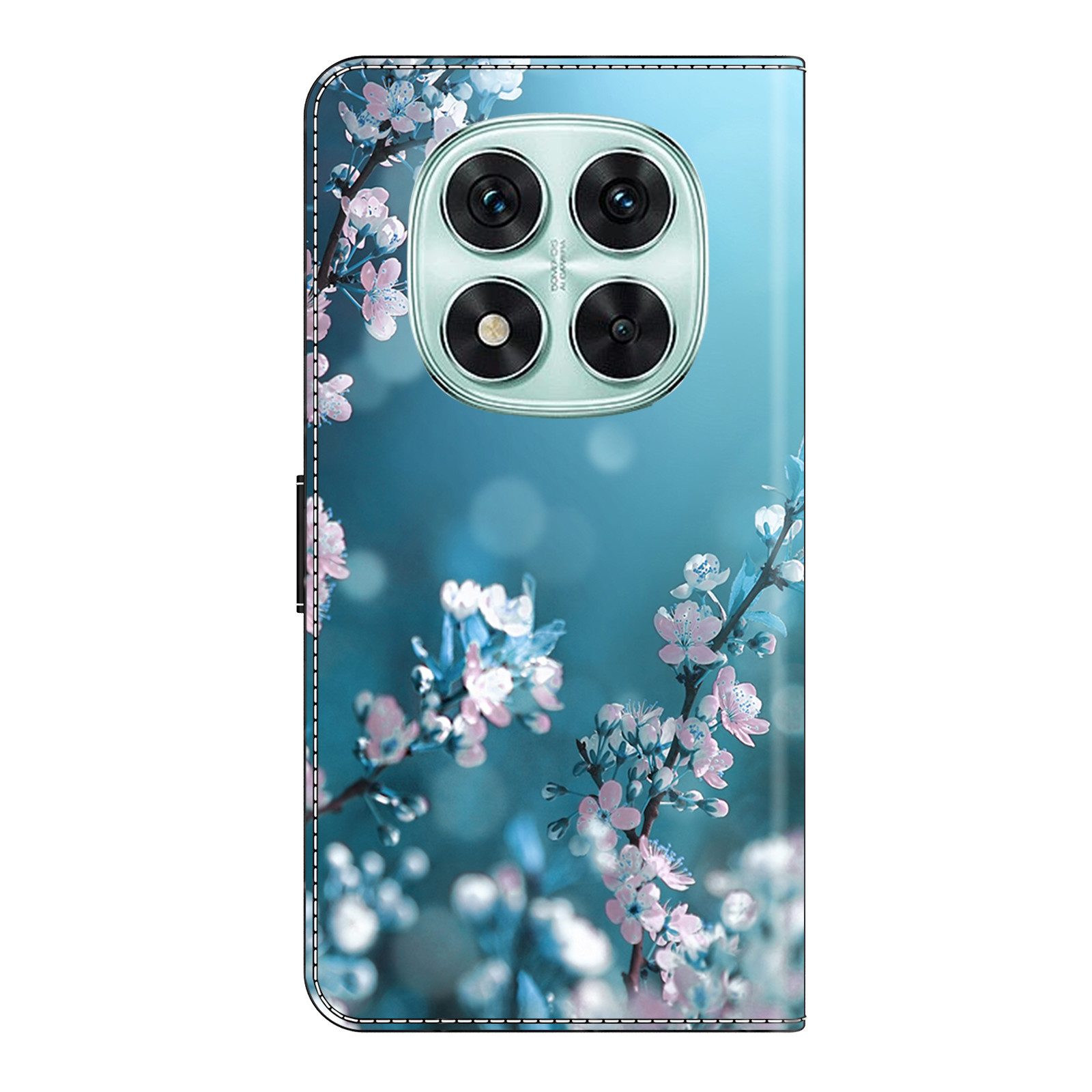 CLM-Tech Handytasche für Xiaomi Redmi Note 14 PRO 5G Hülle aus PU-Leder Klapphülle (Pflaumenblüte blau, Handyhülle mit Standfunktion - Wallet Flip Case inklusiv – Bild 5 von 5