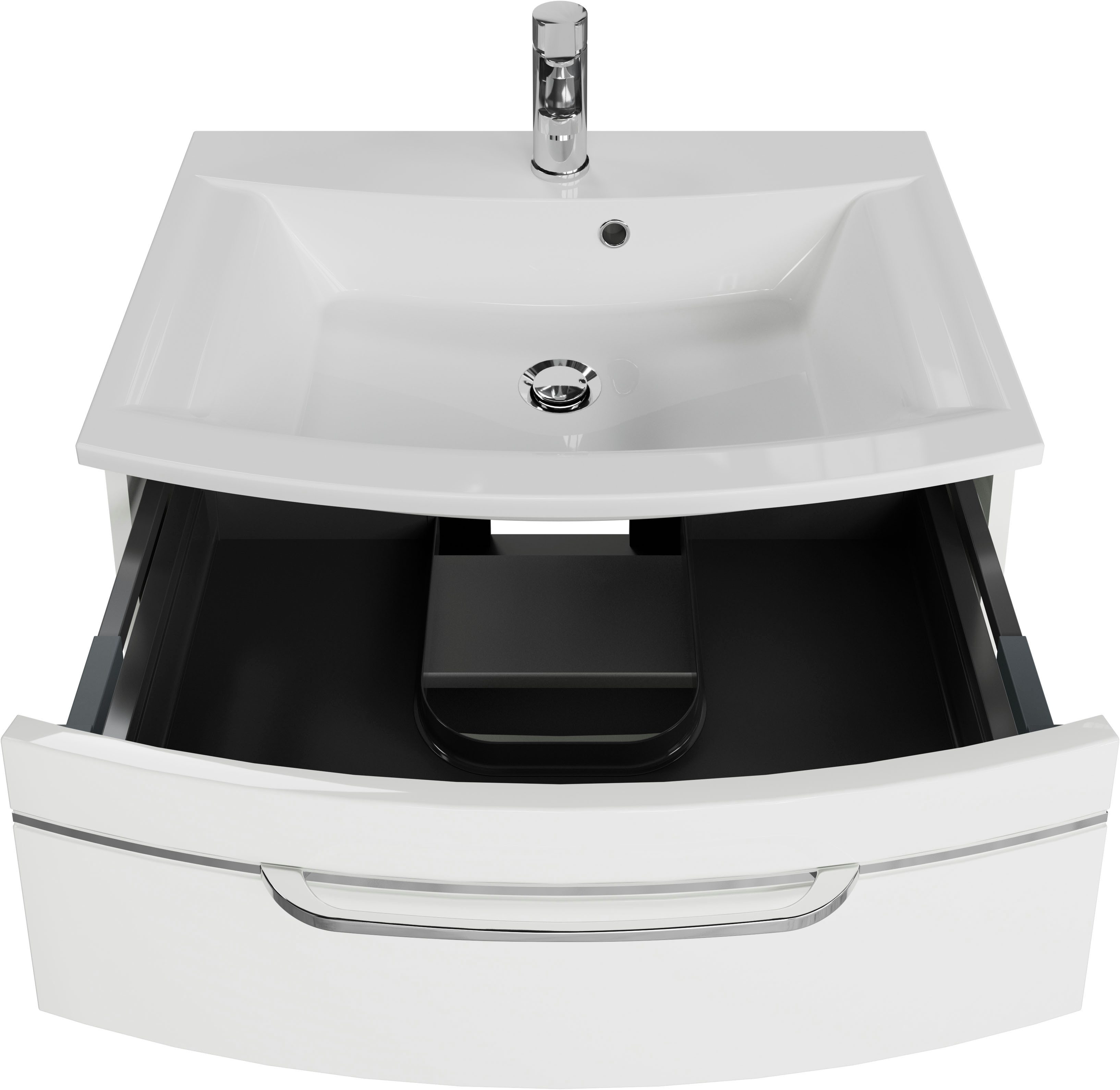 Saphir Waschtisch Serie 7045 Mineralmarmor-Waschtisch und Unterschrank, 71,5 cm breit, Waschplatz mit 2 Schubladen, Badmöbel Set mit Waschtisch