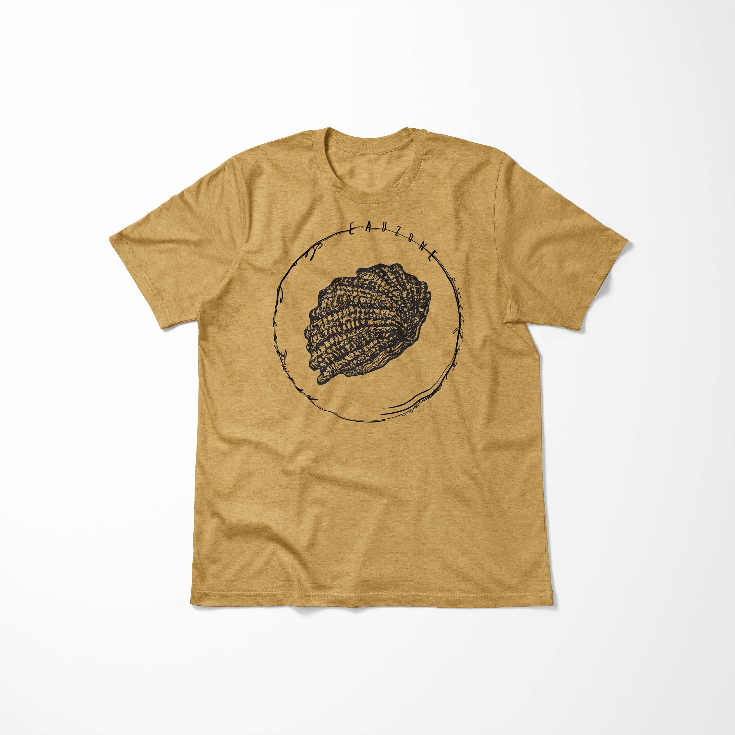 T-Shirt Serie: Sinus Schnitt / sportlicher und Gold Antique Sea 067 Art Tiefsee Creatures, Sea - feine Struktur T-Shirt Fische