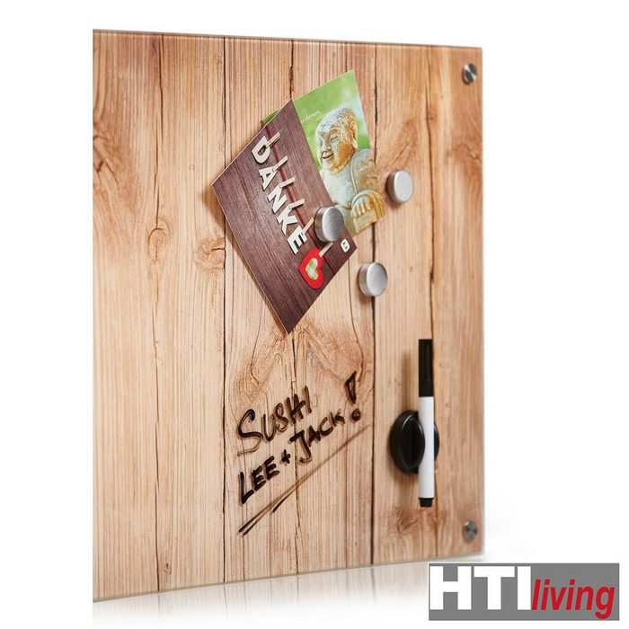 HTI-Living Pinnwand Memoboard Glas Wood Pinnwand Magnettafel Magnetboard Schreibtafel Schreibboard FV10874