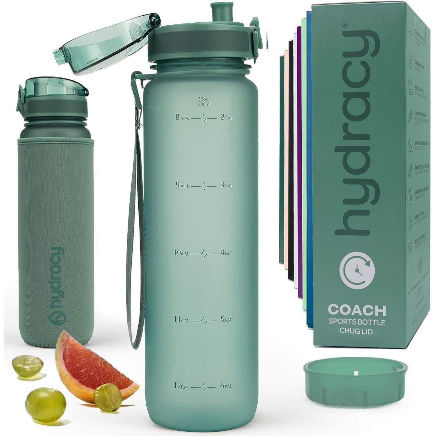 LuxusKollektion Trinkflasche Trinkflasche Fruchteinsatz BPAfrei 1L Schnelltrink Mondlichtgrün