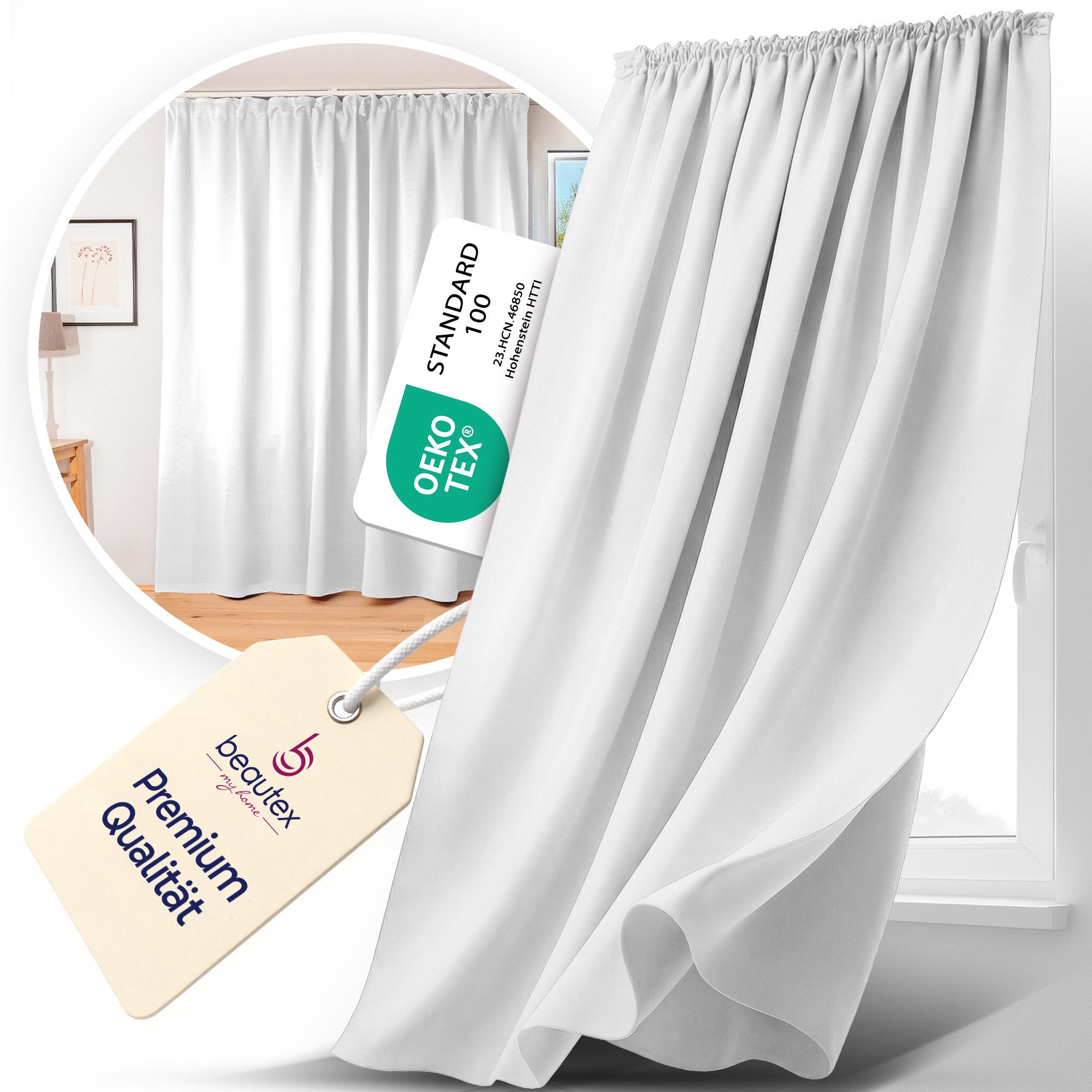Beautex Verdunkelungsvorhang Kräuselband Vorhang blickdicht abdunkelnd U-Band (1 St), Kräuselband, verdunkelnd, lichtmindernd, wärmeisolierend, pflegeleicht, wa – Bild 3 von 5