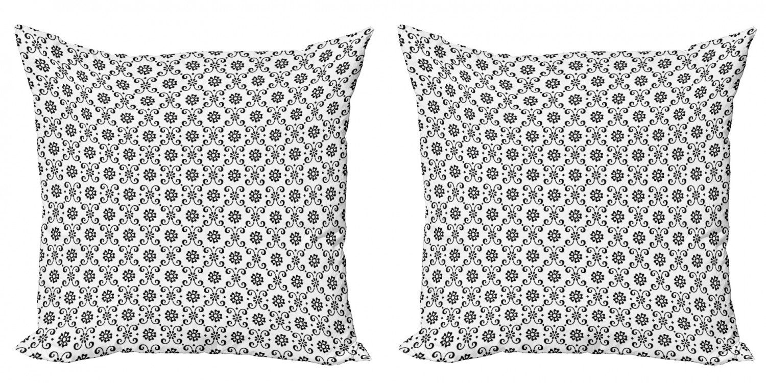 Blätter Accent (2 Schwarz Abakuhaus und Swirl Digitaldruck, Kissenbezüge Frühling Doppelseitiger Stück), Modern weiß