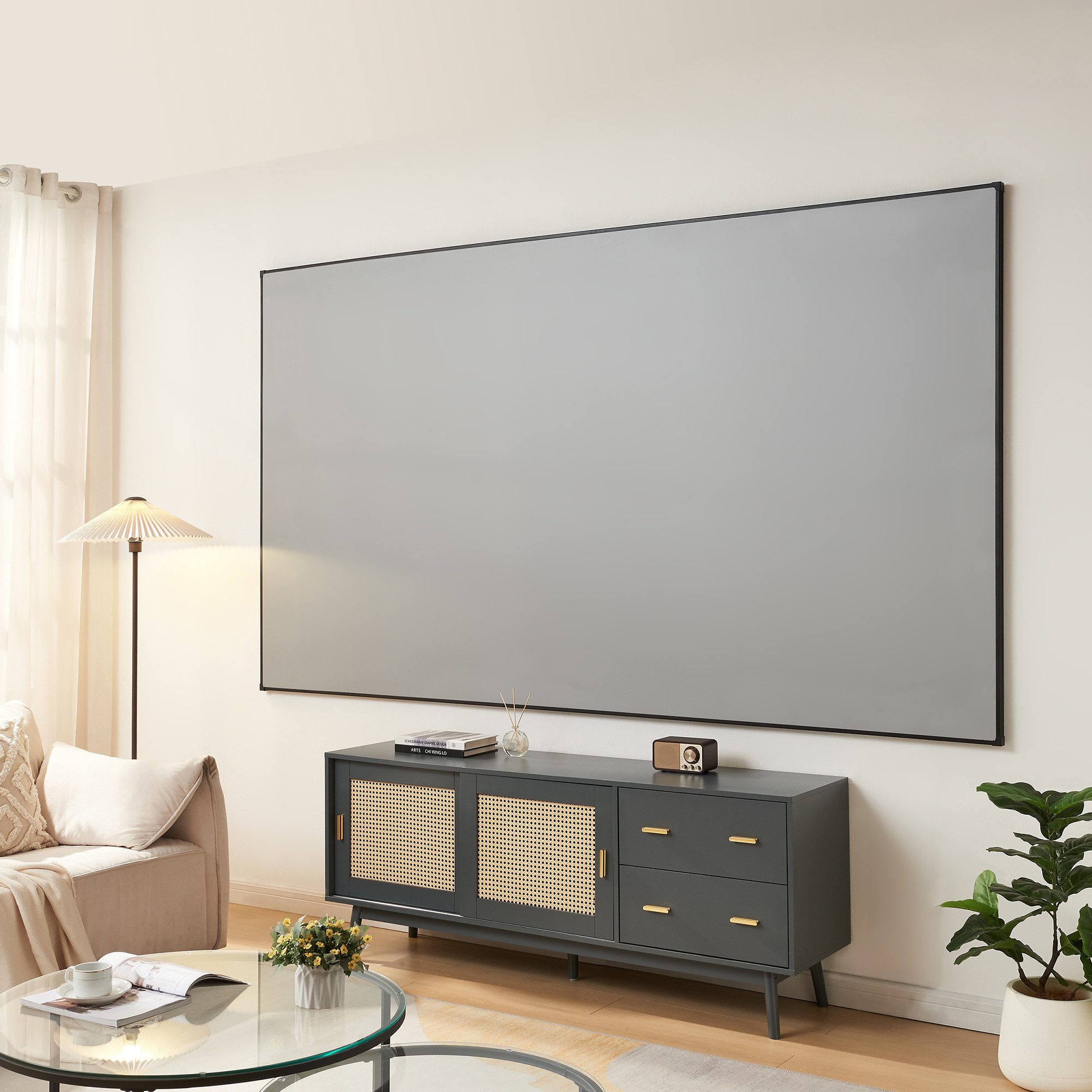en.casa Rahmenleinwand (»Väkhoga« 16:9 Full HD, 4K, 8K, HDR 120 Zoll 266x149cm wandhängend)