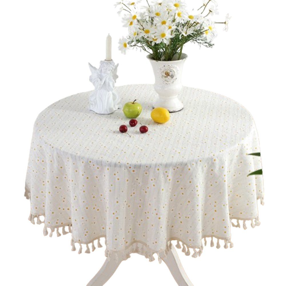 Tischläufer abwaschbar Sonnenblume 90cm Quaste Tischdecke rund FELIXLEO Blumenmuster