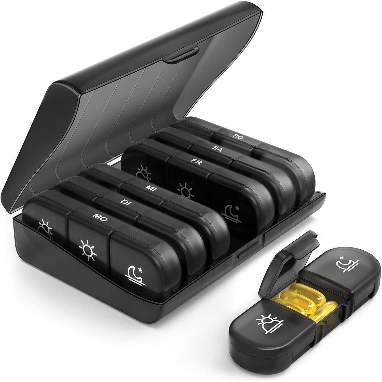 LuxusKollektion Pillendose Wöchentliche Pillendose 7 Tage, 3 große Fächer, Tablettenbox für