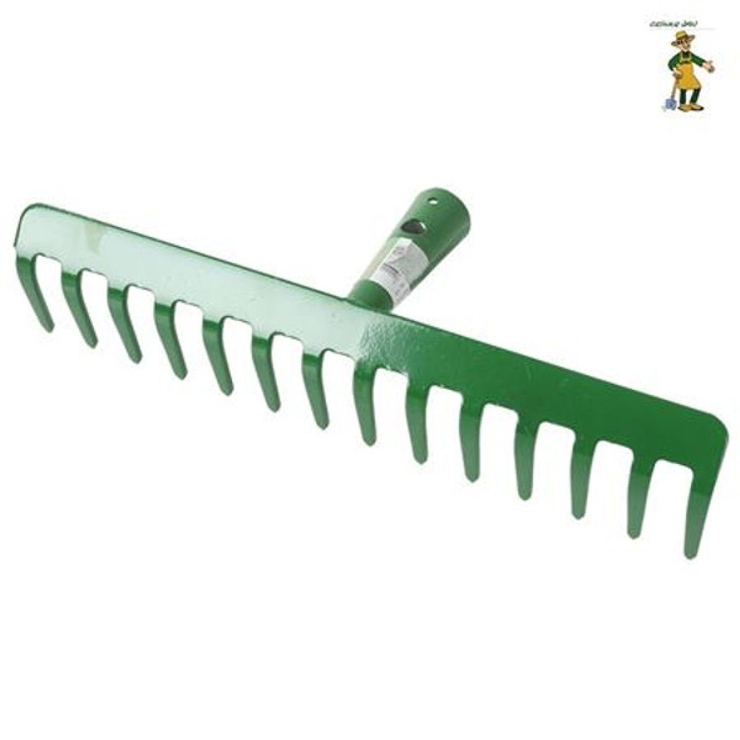 Rechen Gartenrechen grün mit 14 Zinken Harke Gartenharke Rasenharke Laubreche