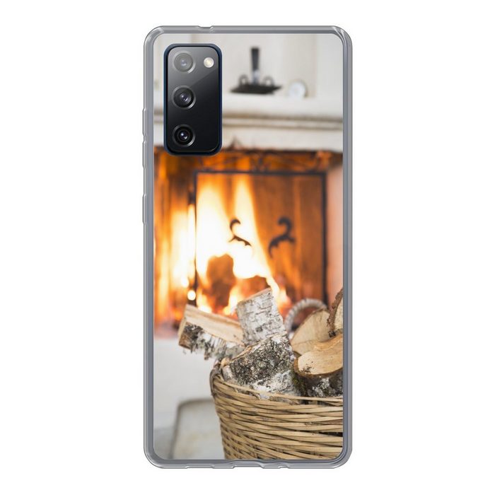 MuchoWow Handyhülle Feuerstelle hinter einem Korb mit Holz Phone Case Handyhülle Samsung Galaxy S20 FE Silikon Schutzhülle