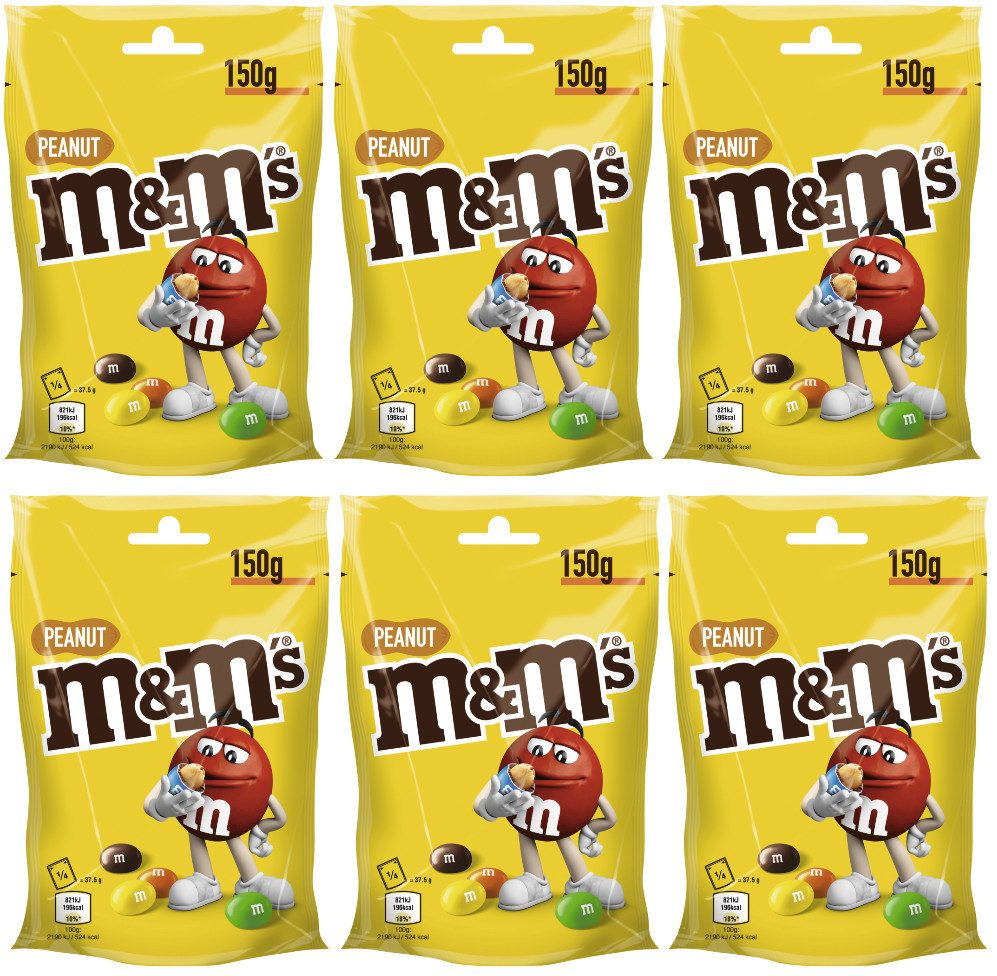 M&M's Süßigkeit M&M'S Peanut 6x 150g