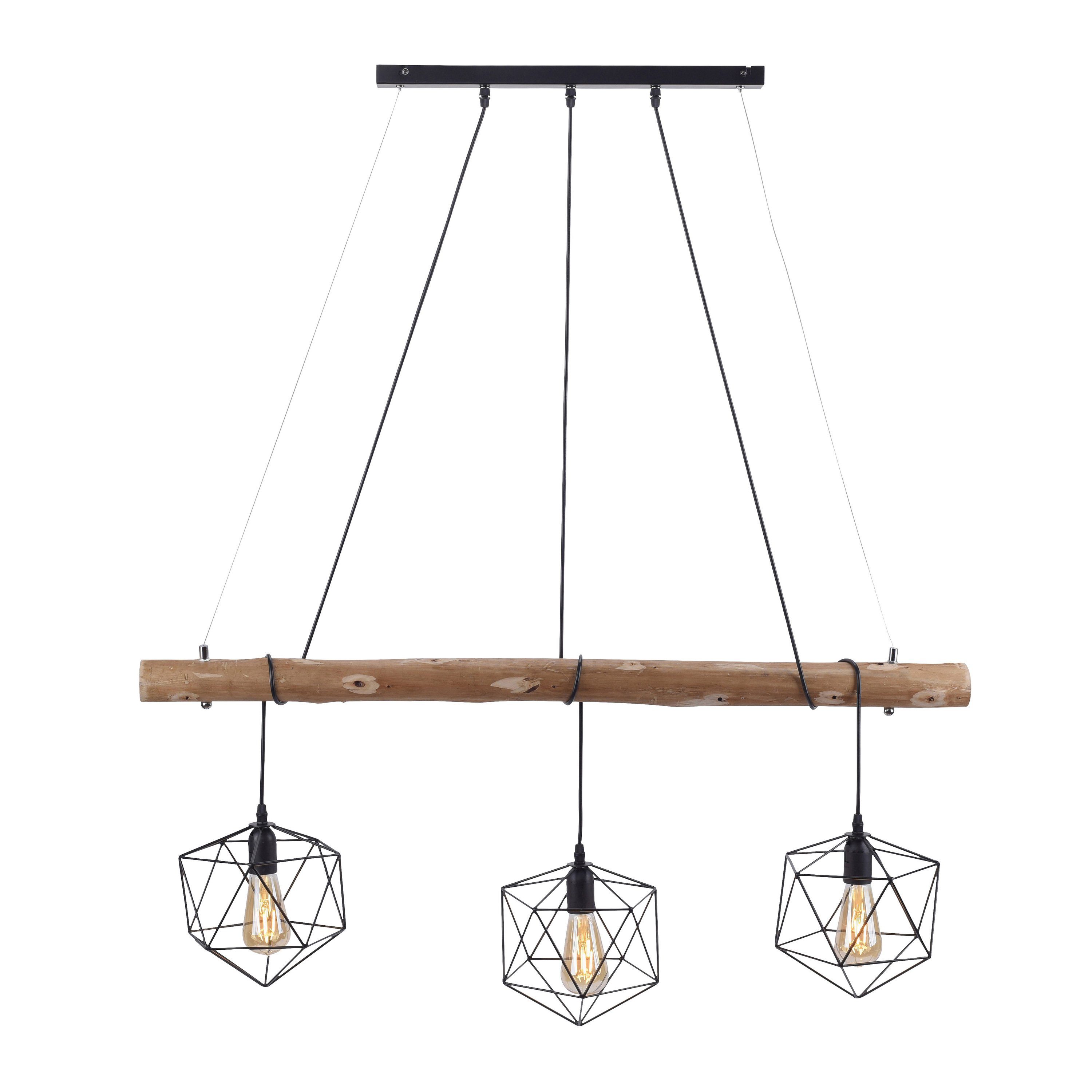 JUST LIGHT Pendelleuchte Pendellampe EDGAR 3-flammig, Moderne Pendellampe im Vintage Look