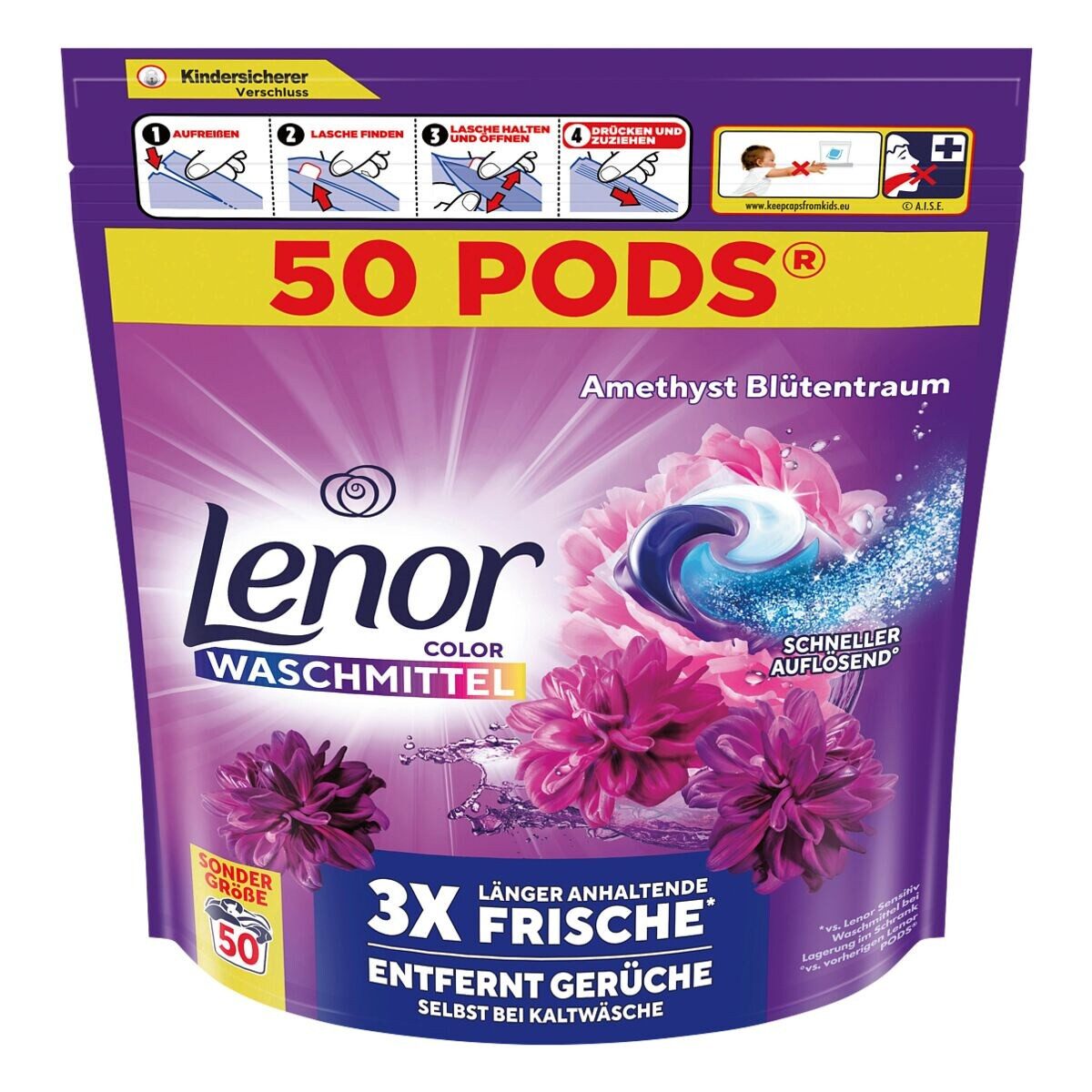 LENOR Amethyst Blütentraum Colorwaschmittel (All-in-1 PODS®, 50 WL / 50 PODS)