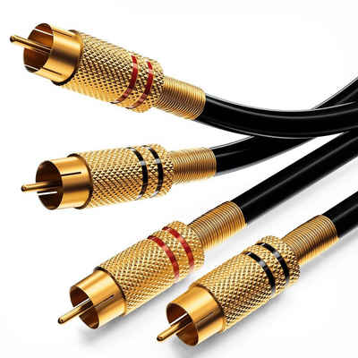 deleyCON »deleyCON 2,5m Audio Cinch Kabel 2x Cinch Stecker auf 2x Stecker HiFi Vollmetall« Audio- & Video-Kabel