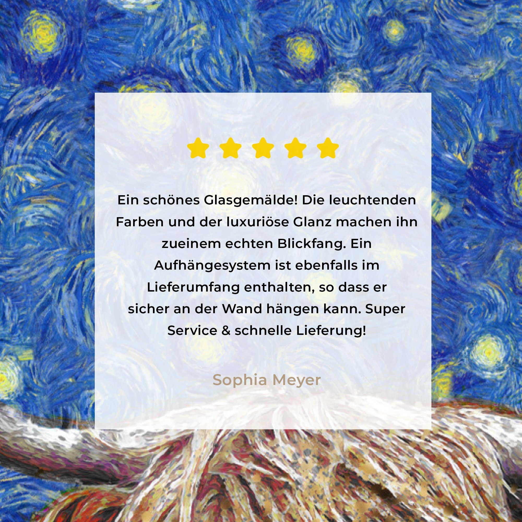 - MuchoWow Sternennacht, Schottischer Bilder Glas Van (1 St), - auf auf - Acrylglasbild Glas Wandbild - Gogh Glasbilder - Wanddekoration Highlander Foto