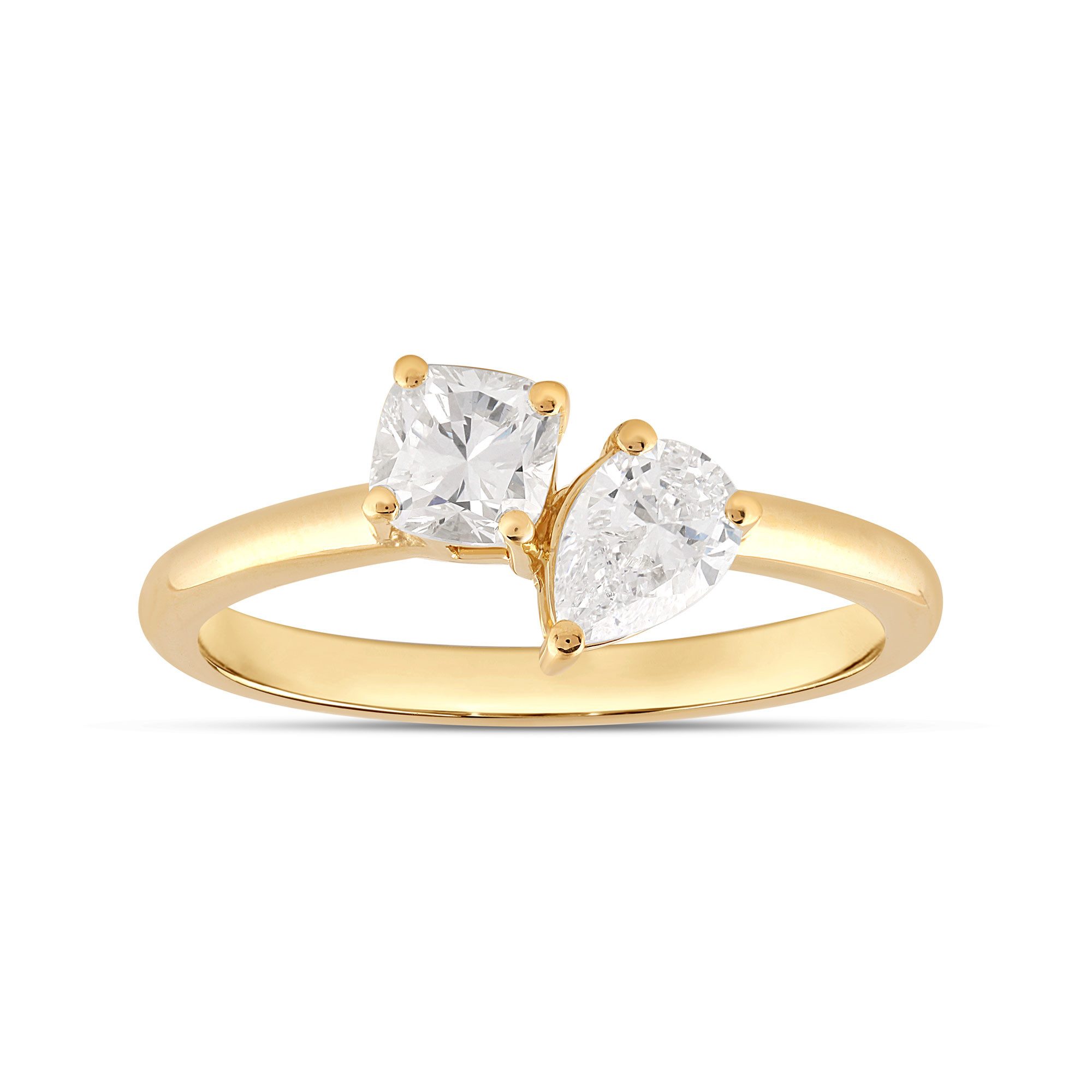 Stella-Jewellery Solitärring 585 Gelbgold Toi et Moi Ring 1,0 ct Labor-Diamant (inkl. Etui), 585 Goldschmuck mit LG Diamant ing. 1,0ct.
