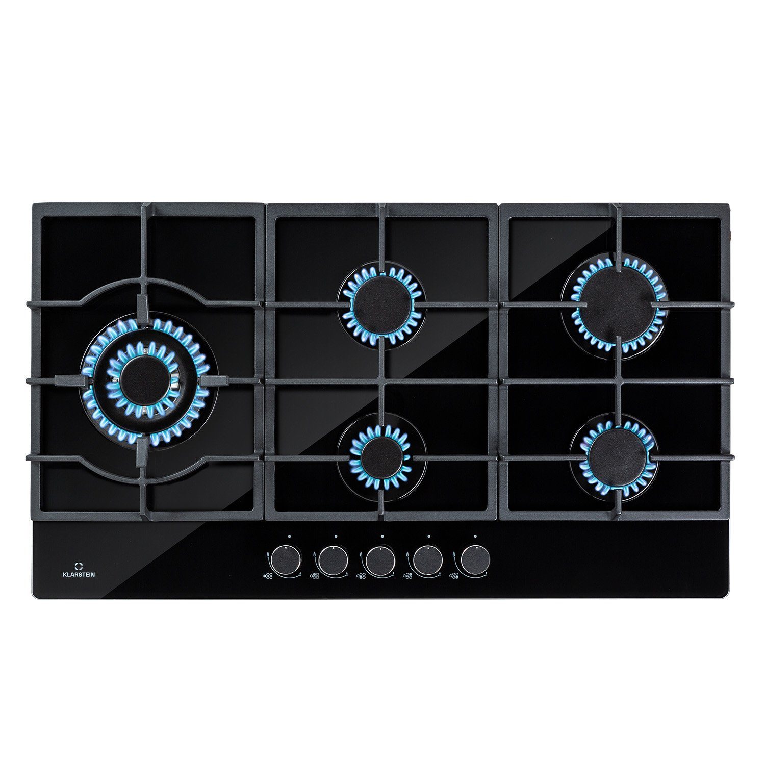 Klarstein Gas-Kochfeld Ignito DSM-Ignito5-90BK, Einbau Gas Kochfeld 5 Platten Herdplatte Kochplatte Einbaukochfeld