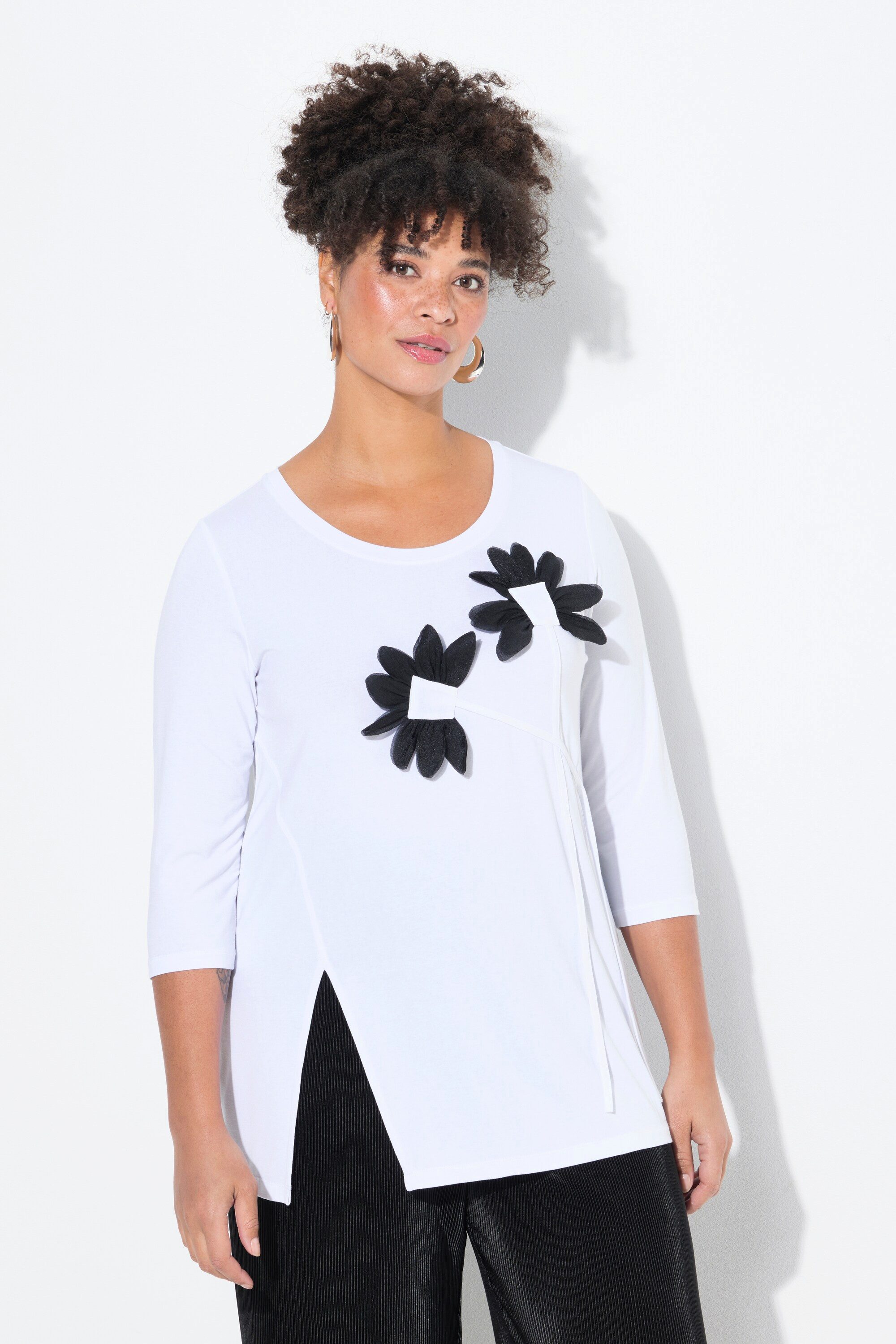 MIAMODA T-Shirt T-Shirt A-Line 3D-Blumen