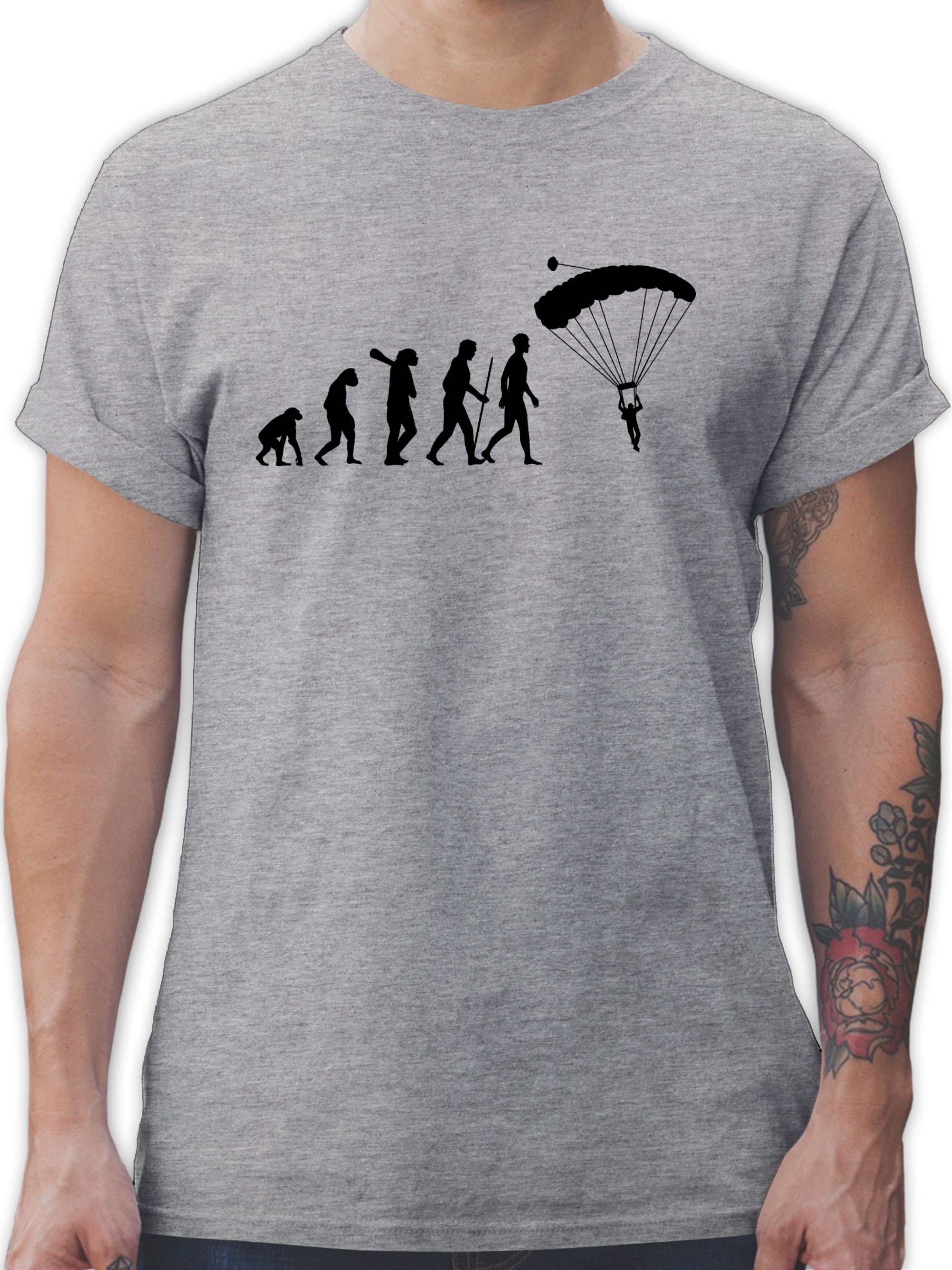 Evolution Fallschirmspringen T-Shirt Evolution Shirtracer Outfit Grau 2 meliert