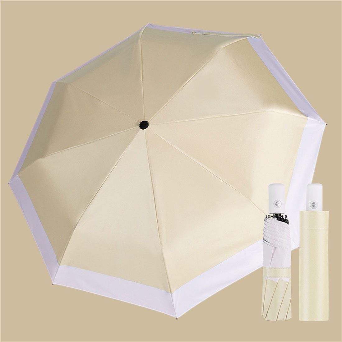 YOOdy~ Taschenregenschirm Sonnenschutz sonnenschirm winzig für klein Teegelb Helles Regenschirme unterwegs