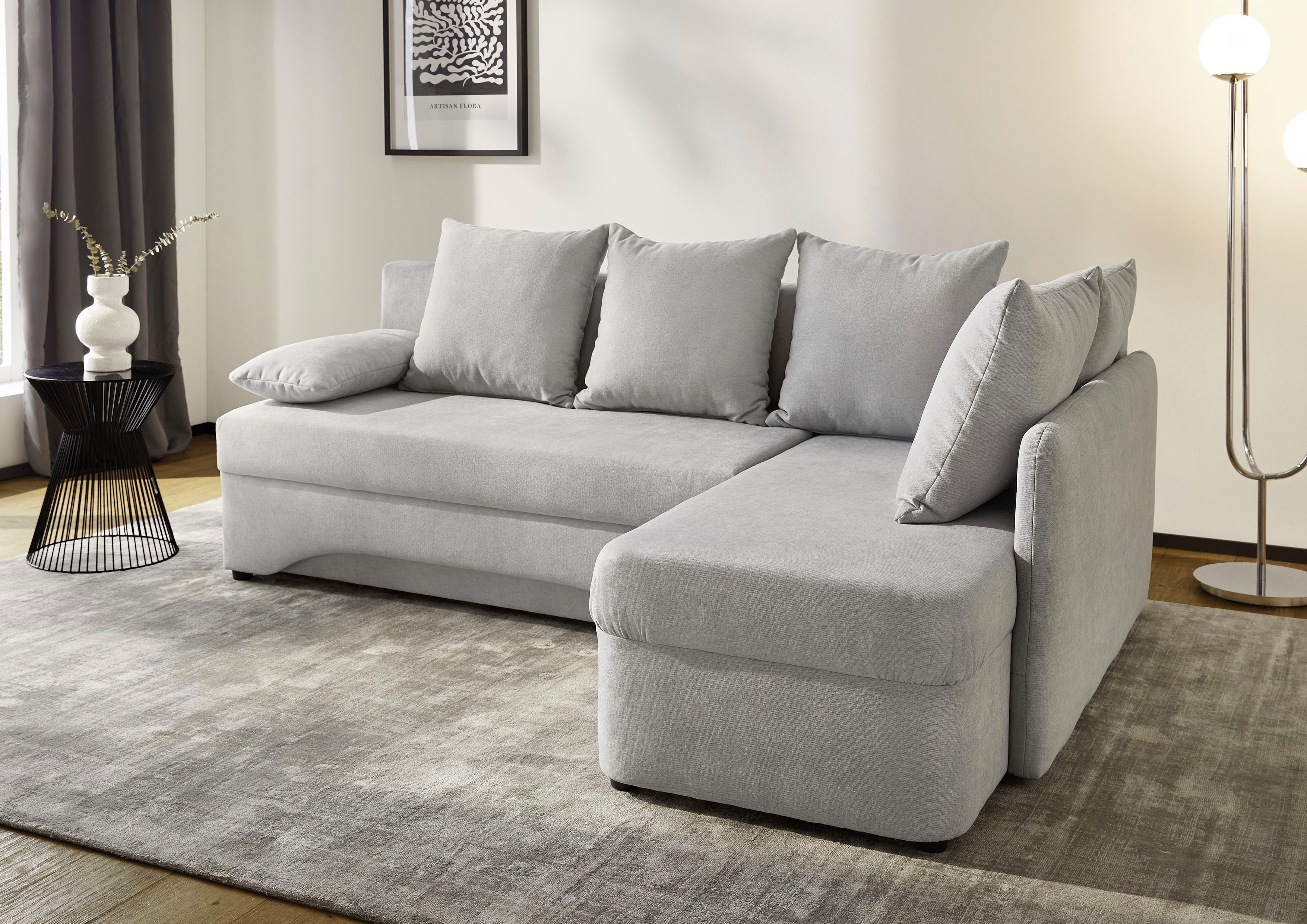 Jockenhöfer Gruppe Ecksofa Nivaris, L-Form, inklusive Gästebettfunktion, Stauraum/Bettkasten, 5 Rückenkissen und 1 Armlehnkissen