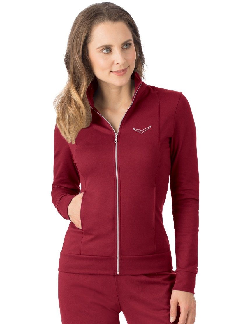 Trigema Sweatjacke TRIGEMA Jacke veredelt mit Kristallsteinen rubin | Jacken