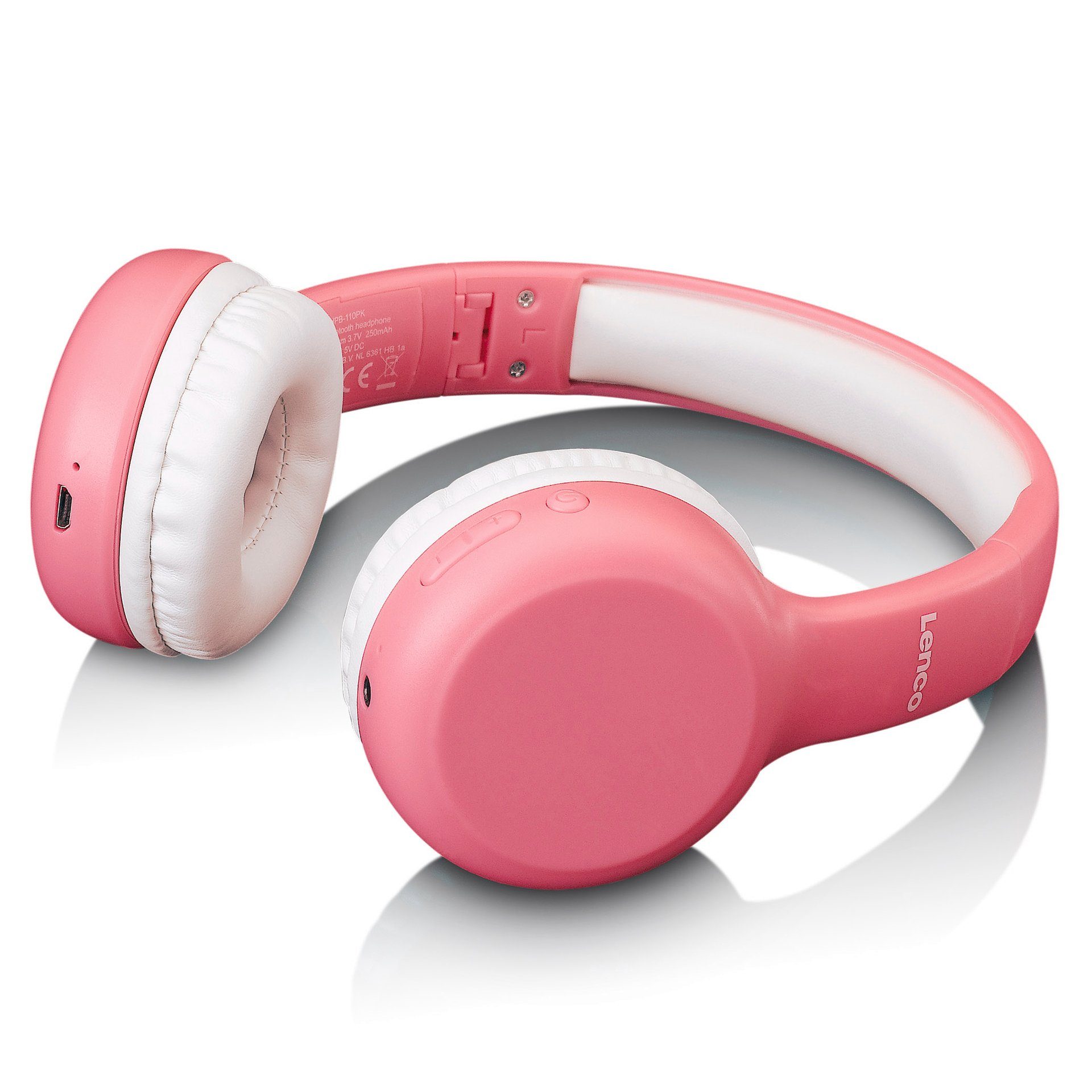Lenco HPB-110 Kinderkopfhörer Sticker Pink Over-Ear-Kopfhörer mit