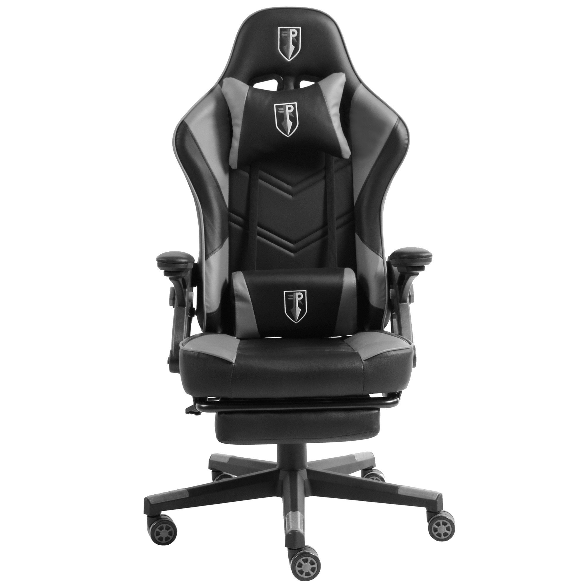 Chefsessel Schwarz/Grau Fußstütze Stück), TRISENS (1 Chefsessel Bürostuhl Racing-Design Chair PC-Stuhl Armando Gaming