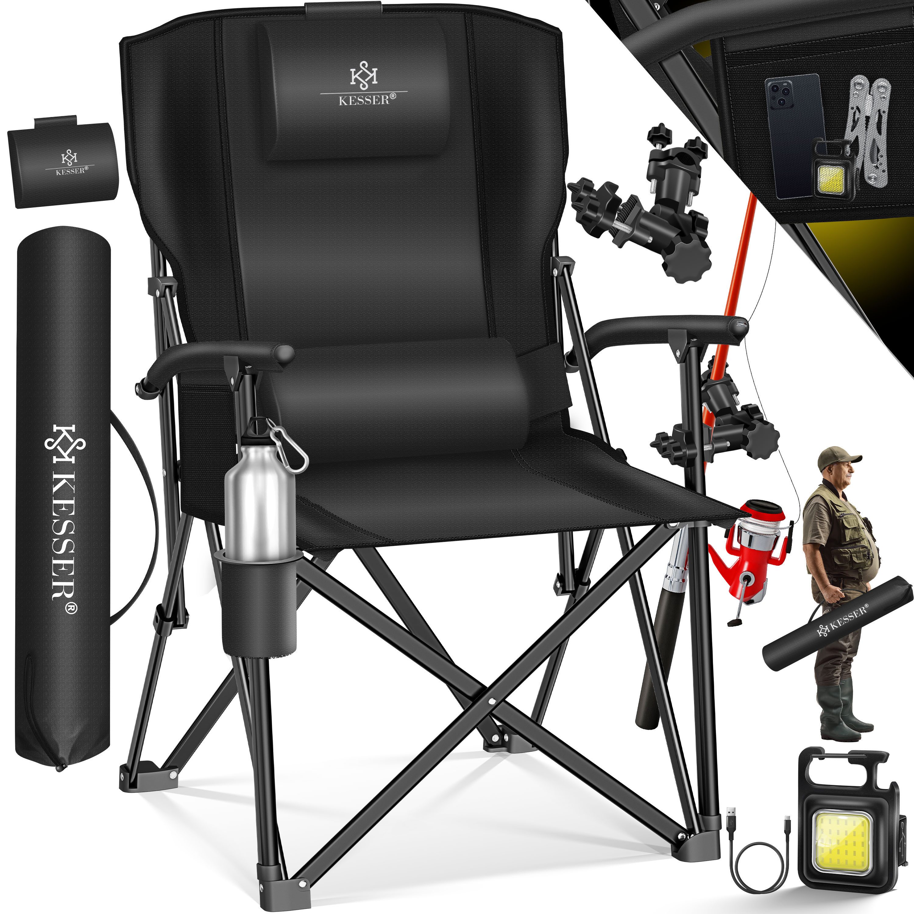 KESSER Campingstuhl Angelstuhl bis 160kg Faltstuhl Klappstuhl Gepolstert mi günstig online kaufen