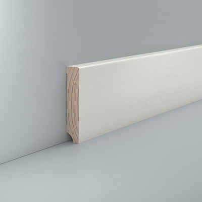 Südbrock Sockelleiste Sockelleiste weiß Holz 16x80 Kiefer lackiert RAL 9010 Fußleiste, L: 240 cm, H: 8 cm, 1-St.