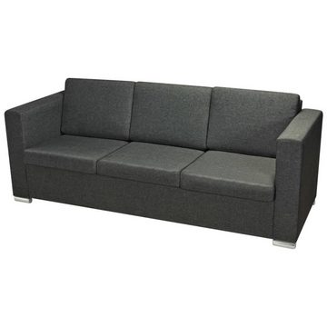 vidaXL Sofa 3-Sitzer Sofa Stoff Dunkelgrau