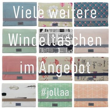 JOLLAA Windeltasche Pusteblume Weiss & Mint, kleine Wickeltasche für Windeln & Feuchttücher, Wickelmäppchen