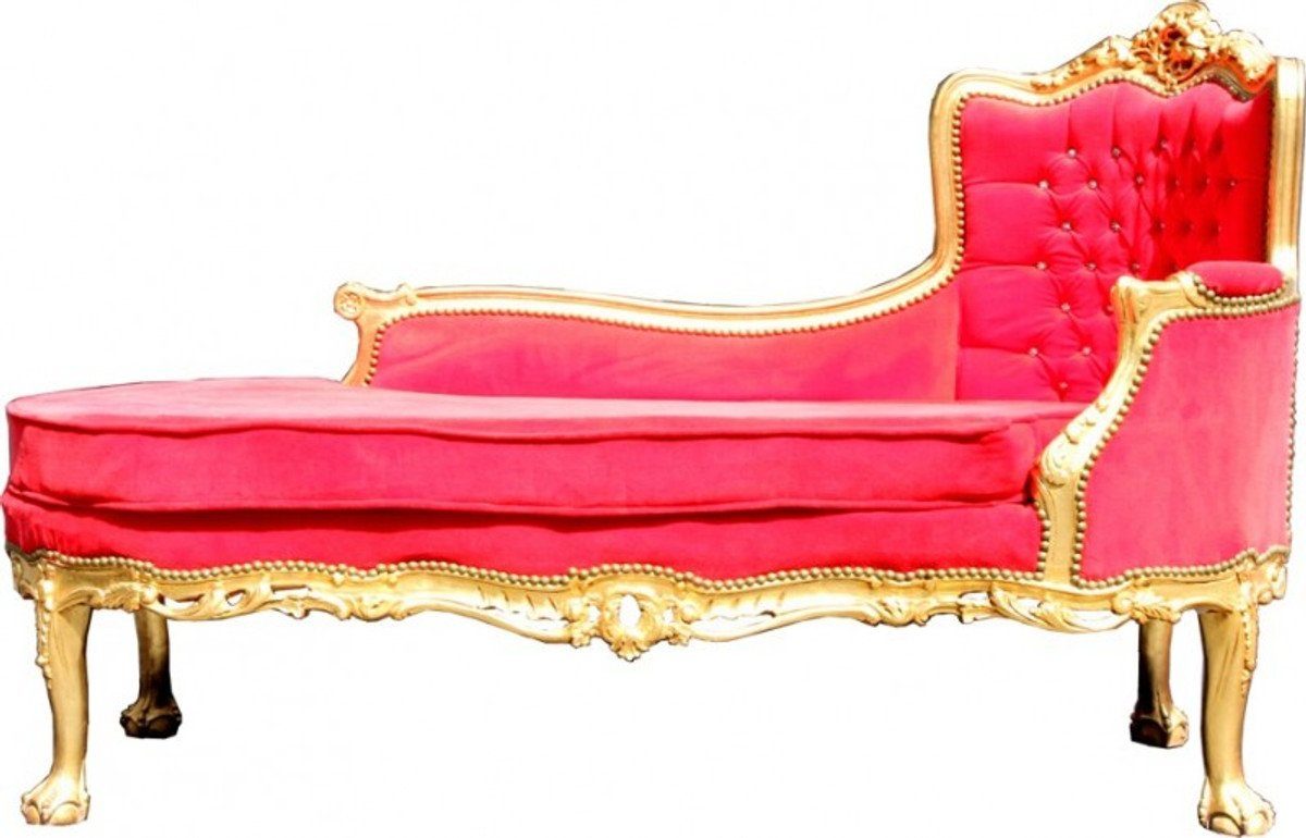 Casa Padrino Chaiselongue Barock Chaiselongue Palace Rot/Gold Bling Bling