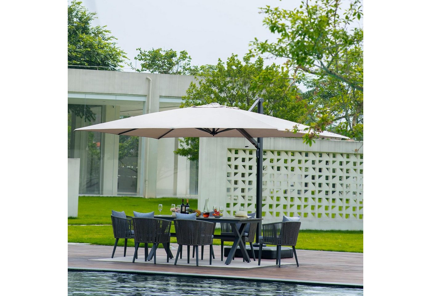 Thumbnail - PURPLE LEAF Ampelschirm Rechteckiger Aluminium Terrassenschirm,Groß Ampelschirm, LxB: 365,00x270,00 cm, 360° drehbar