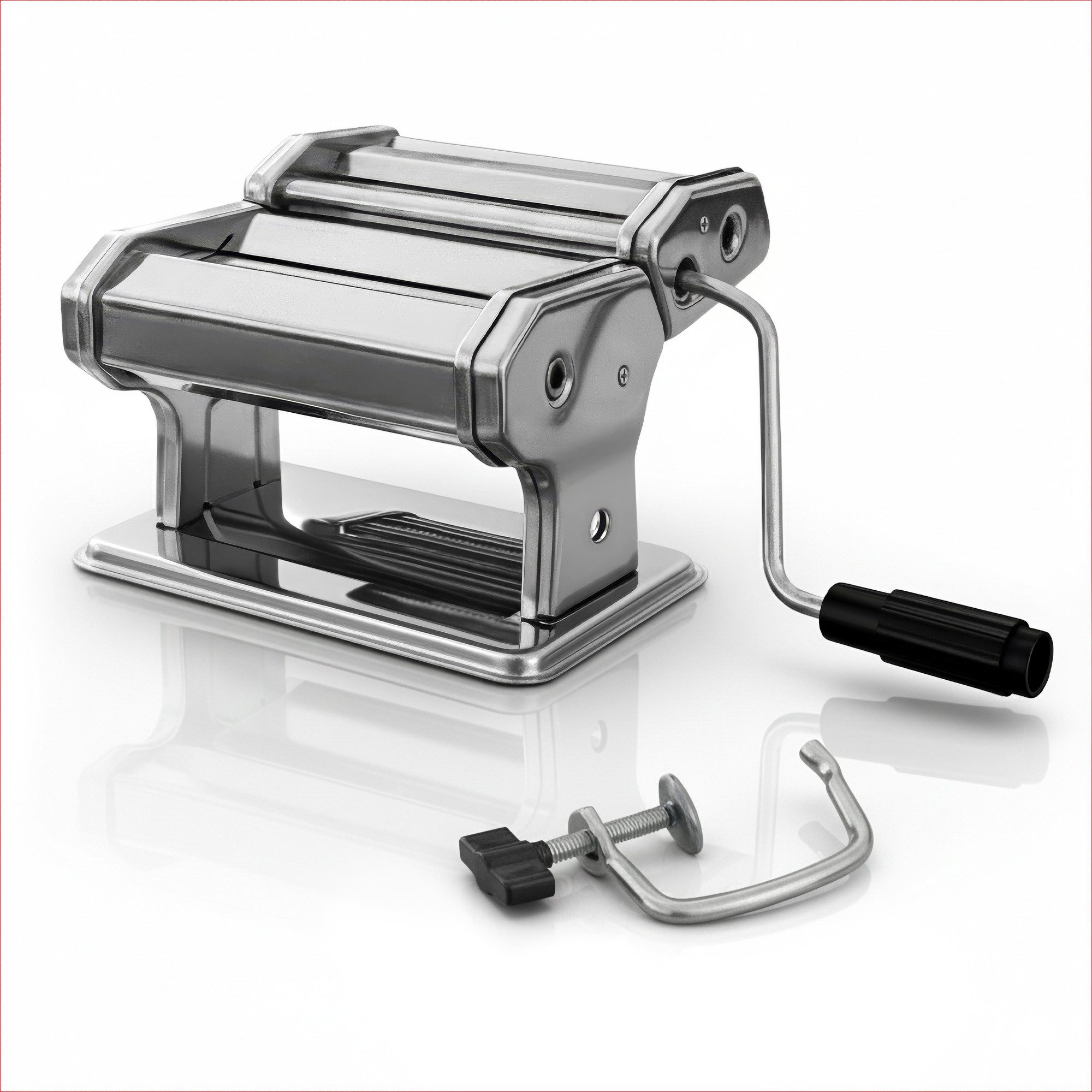 Allyson Nudelmaschine Manuelle Pastamaschine aus Edelstahl Pasta Maker für Spaghetti, Manuelle Bedienung, Gleichmäßiges Ausrollen